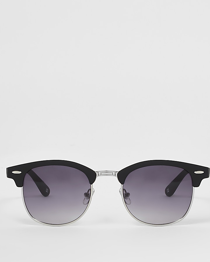 Black matte retro frame sunglasses