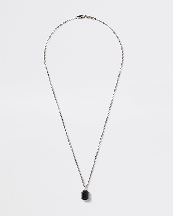 Silver colour jewel pendant necklace