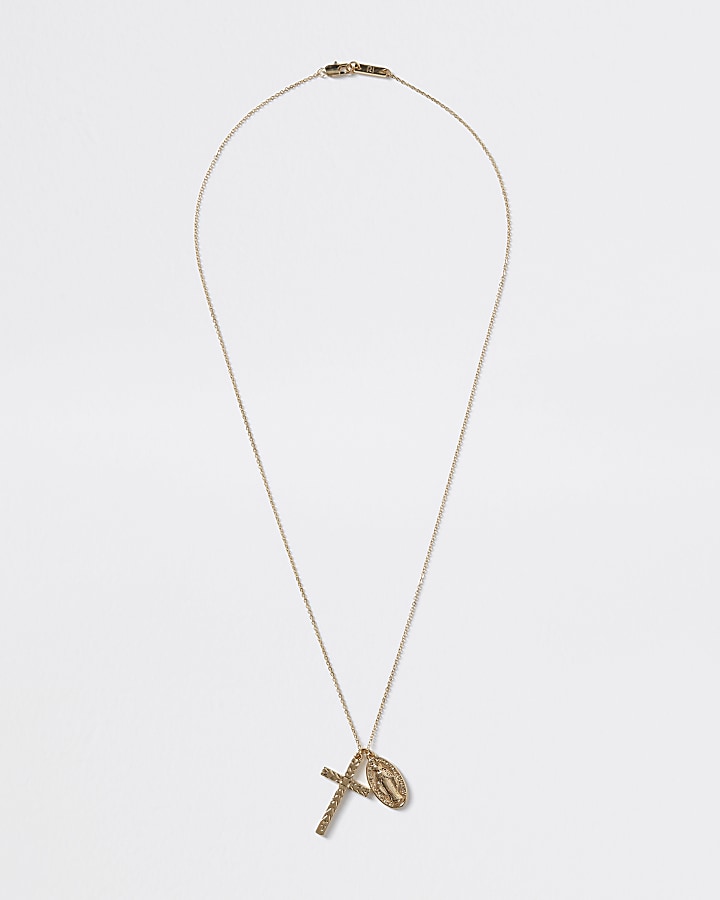 Gold colour cross pendant necklace
