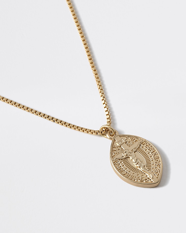 Gold colour religious charm pendant necklace