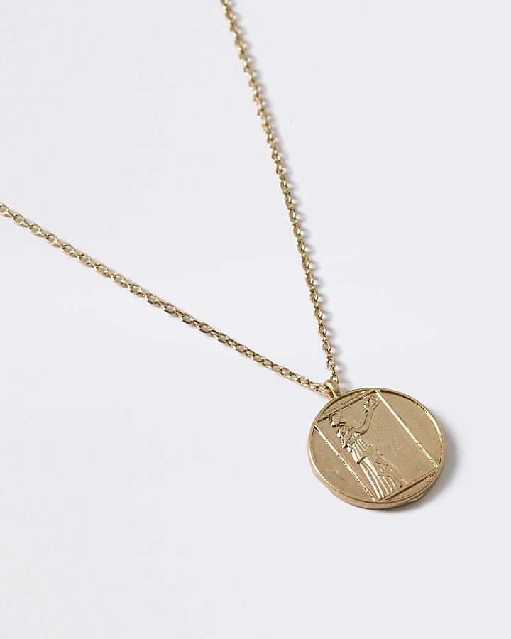 Gold colour coin pendant necklace
