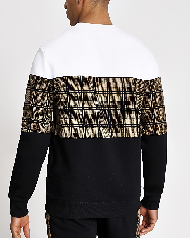 Black check colour blocked sweatshirt