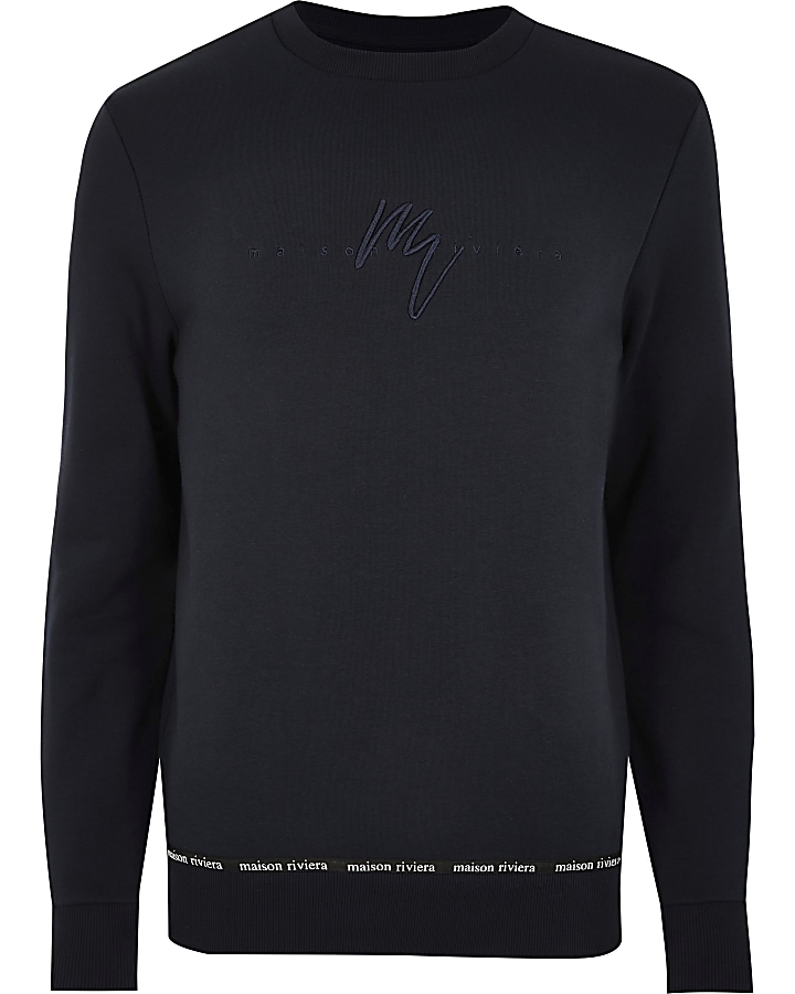 Maison Riviera navy taped sweatshirt