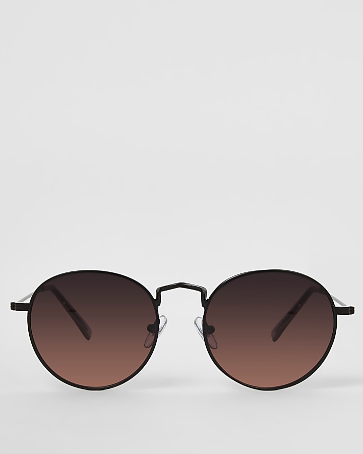 Black round orange lens sunglasses