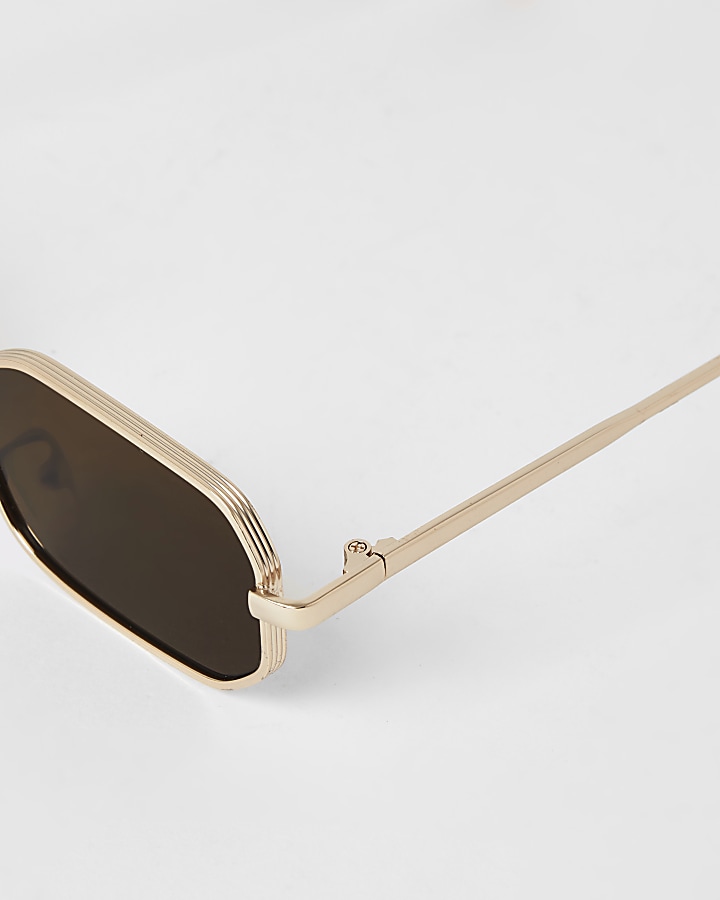 Gold mini rectangle sunglasses