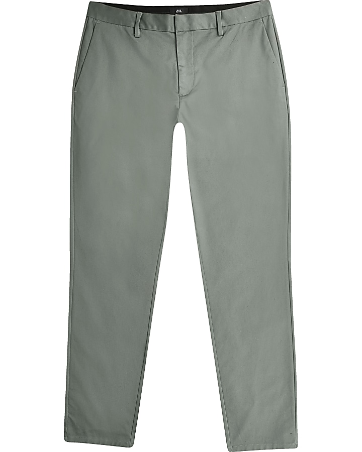 Green skinny chino trousers