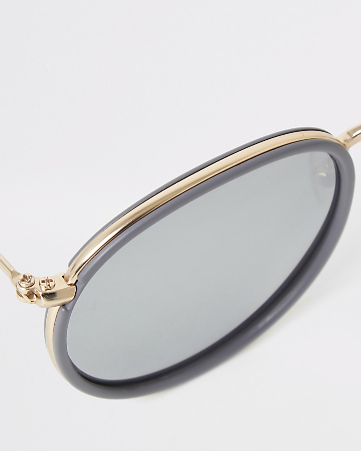 Grey and gold round sunglasses