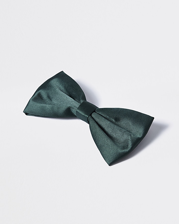 Dark green satin bow tie