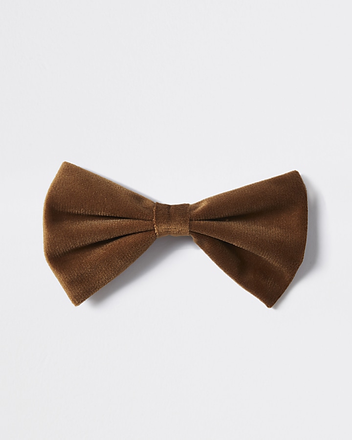 Brown velvet bow tie