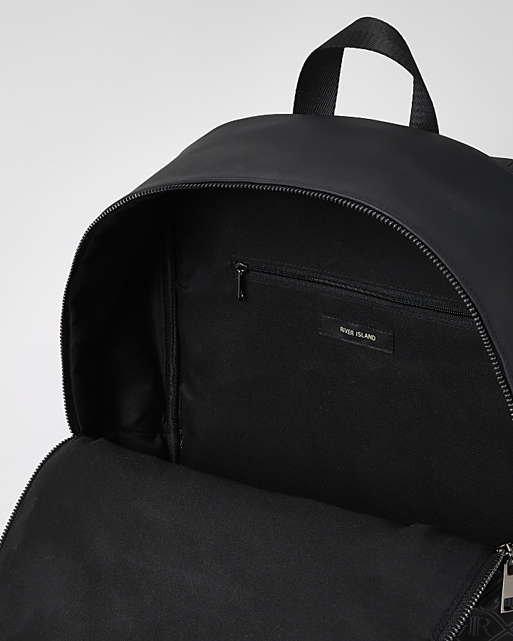 Black RIR monogram zip top backpack