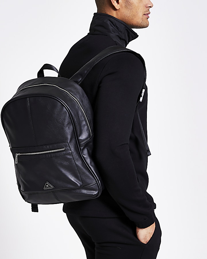 MCMLX black zip front pocket backpack