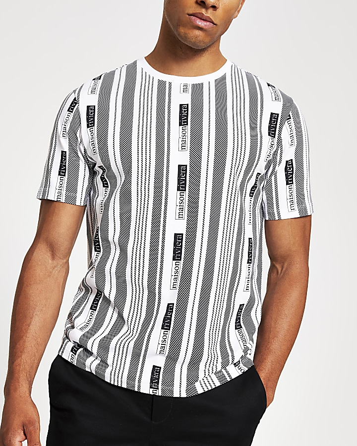 White stripe Maison Riviera slim fit T-shirt