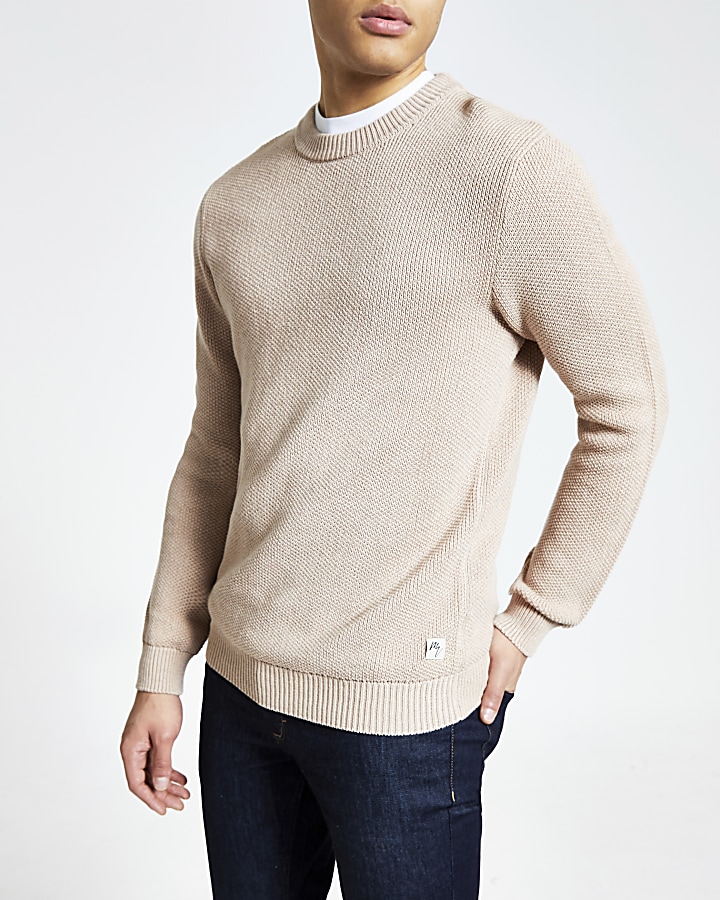 Light pink slim fit knitted jumper