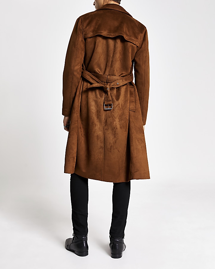 Smart Western brown faux suede belted trench