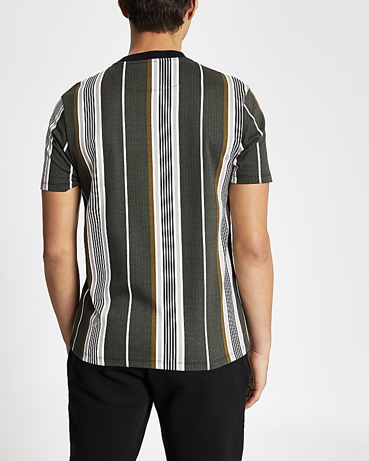 Maison Riviera khaki stripe slim fit T-shirt