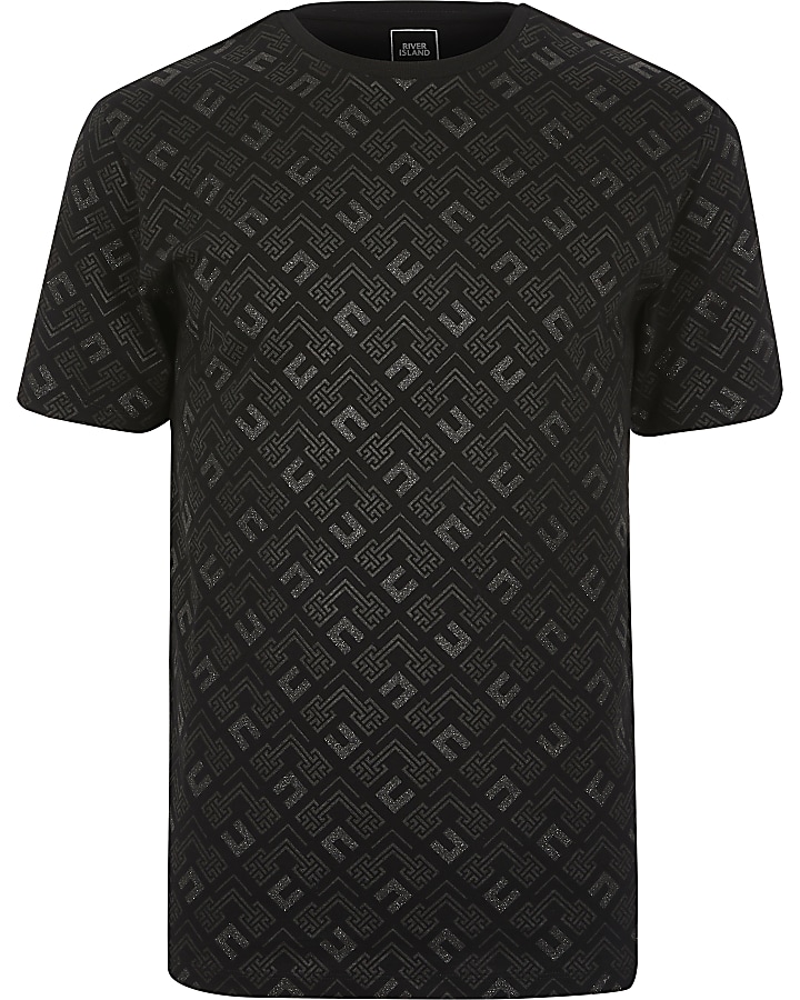 Black printed slim fit T-shirt