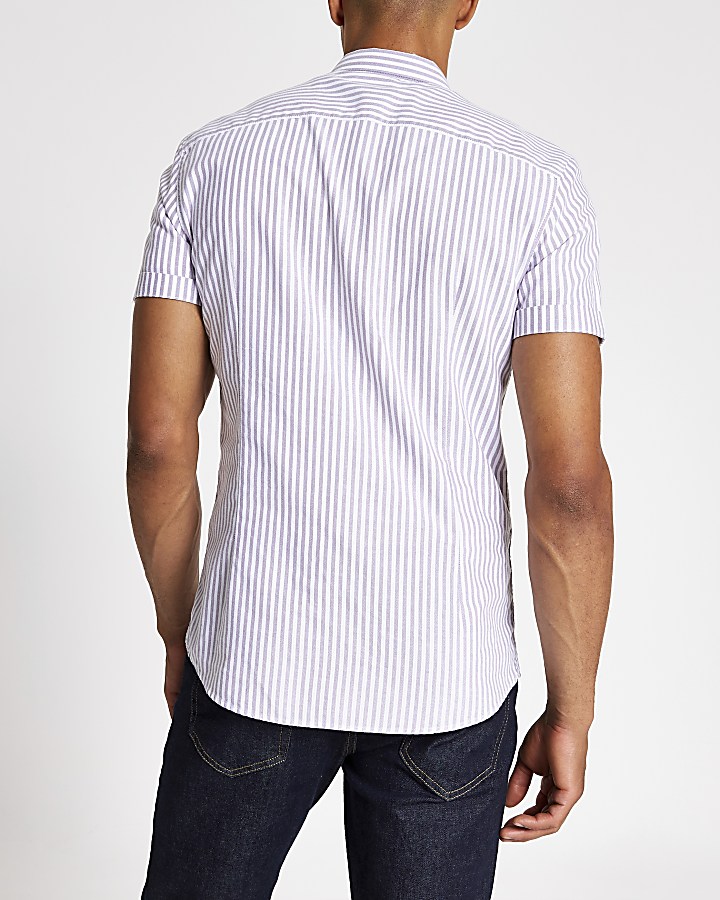 Purple stripe slim fit Oxford shirt