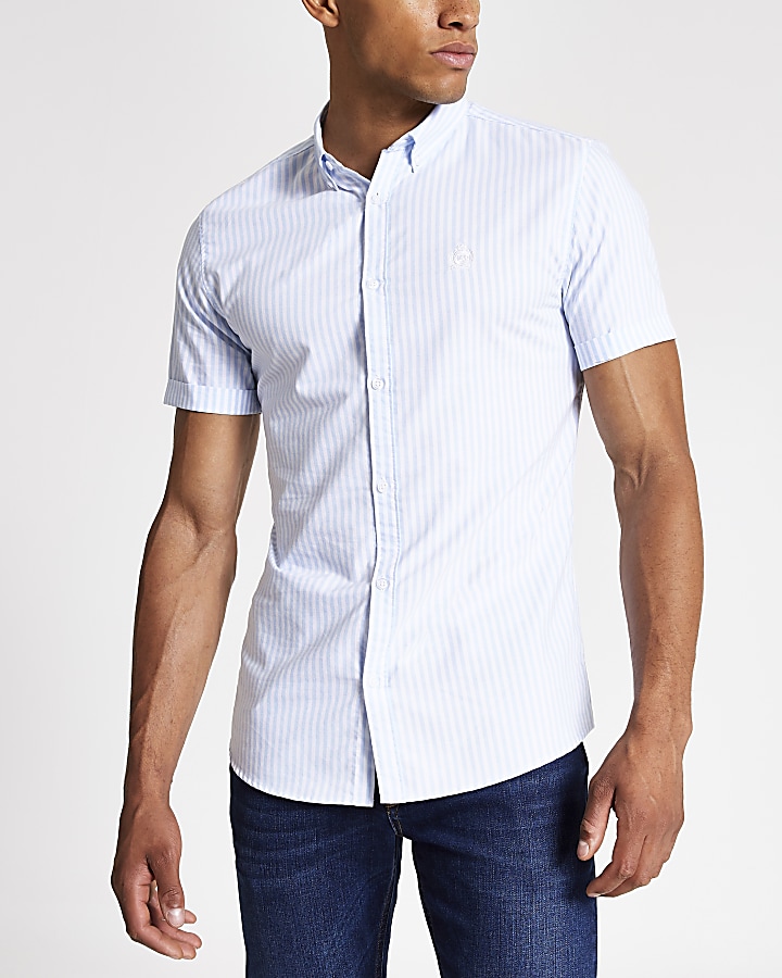 Blue stripe slim fit Oxford shirt