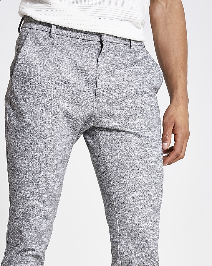 Grey textured super skinny fit smart trousers