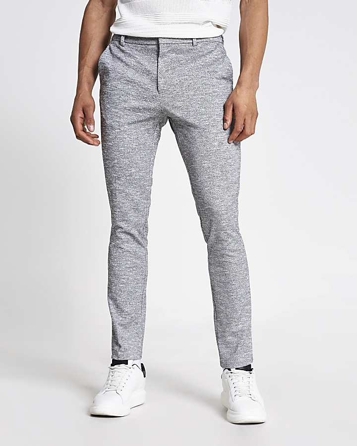 Grey textured super skinny fit smart trousers