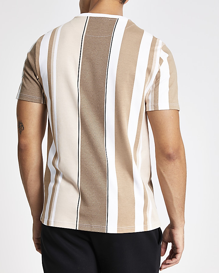 Maison Riviera brown stripe slim fit T-shirt