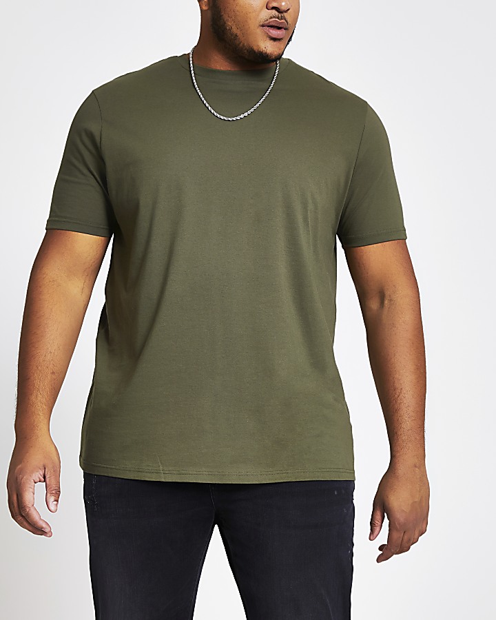 Big and Tall khaki regular fit T-shirt