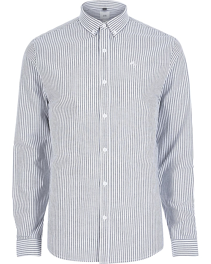 Maison Riviera grey stripe long sleeve shirt