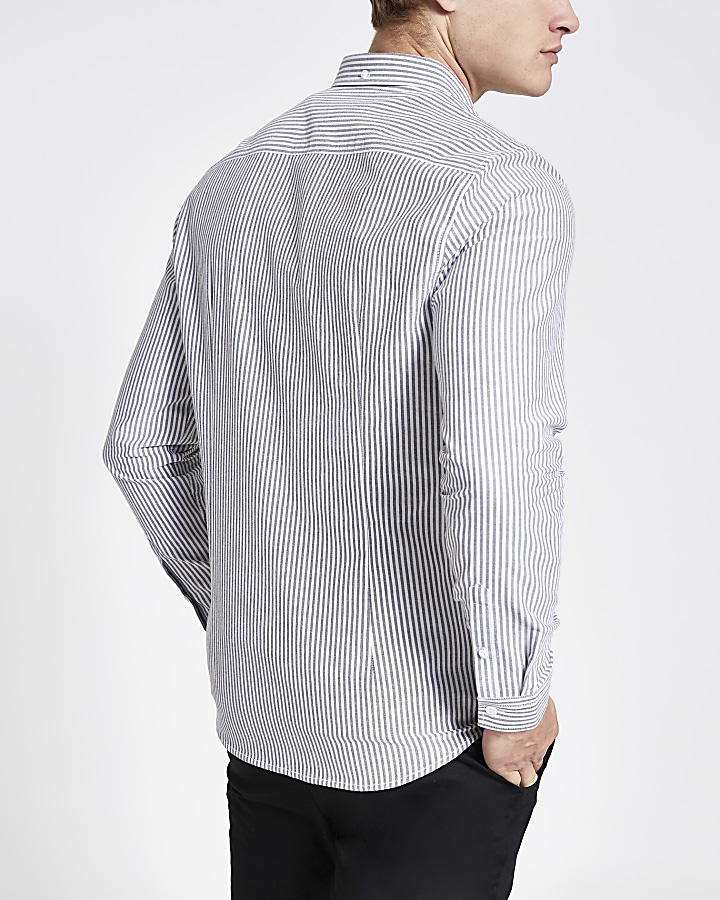 Maison Riviera grey stripe long sleeve shirt