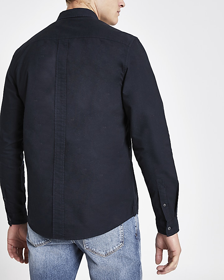 Navy long sleeve chest pocket shirt
