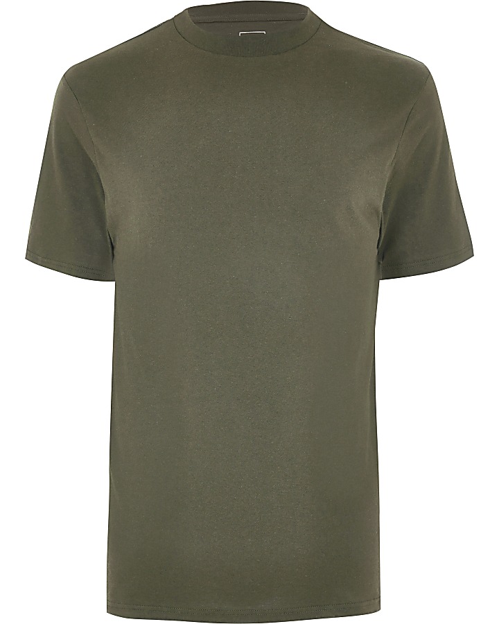 Khaki crew neck regular fit t-shirt