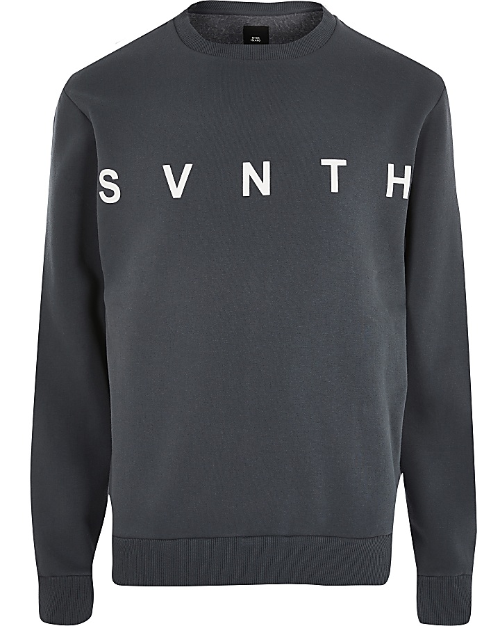 Blue Svnth embroidered crew neck sweatshirt