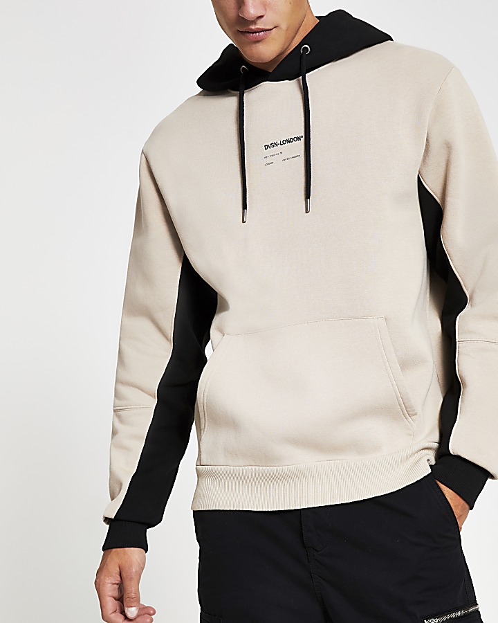 Svnth stone embroidered colour block hoodie