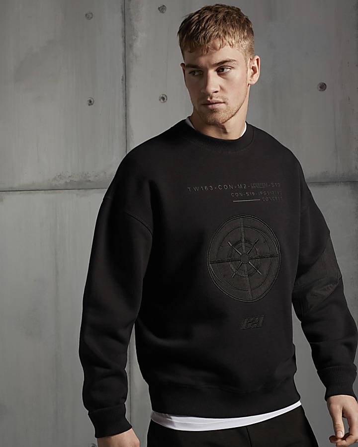 Concept black embossed oversized sweatshirt