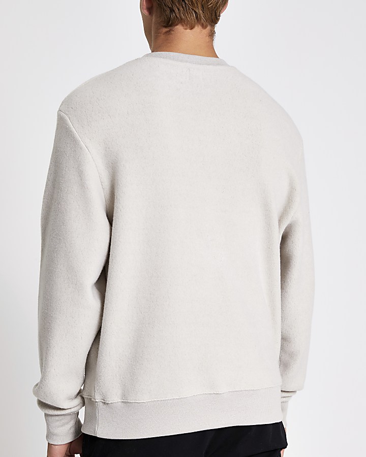 Light grey 'Paris' embroidered fleece jumper