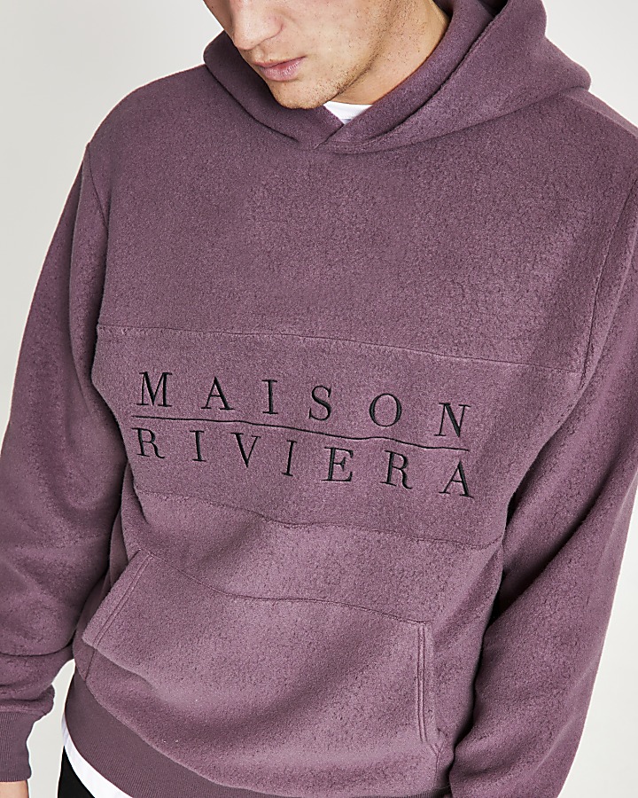 Maison Riviera purple brushed hoodie