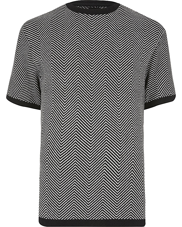 Black mono knitted T-shirt