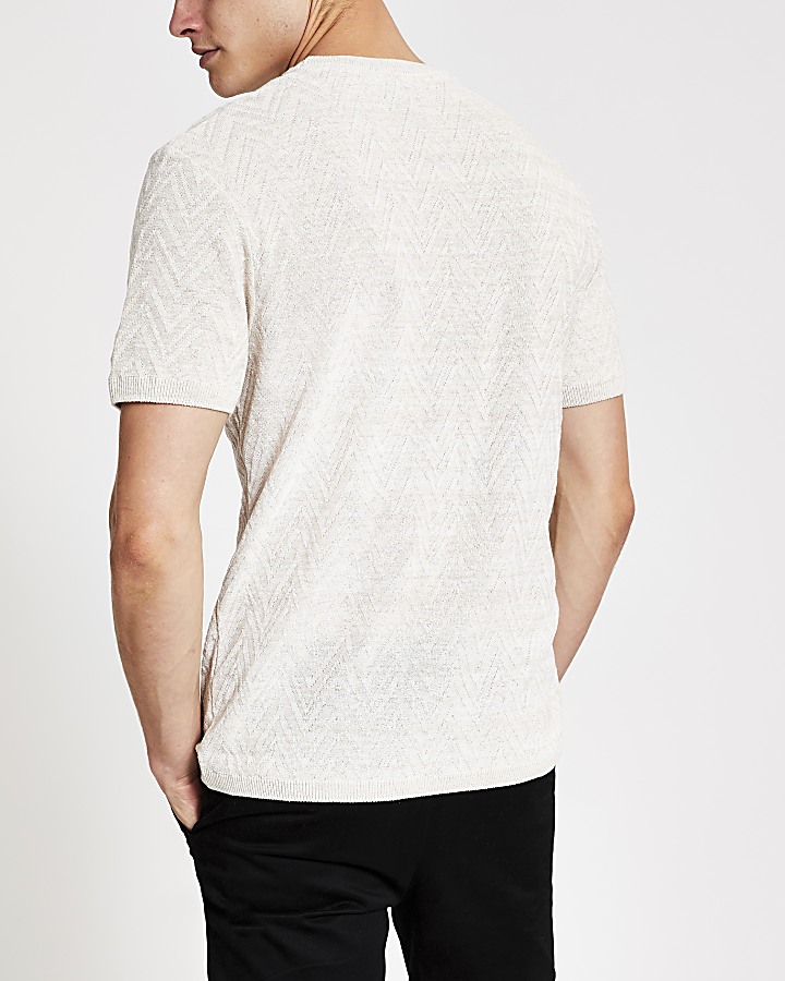 Stone textured fit knitted T-shirt
