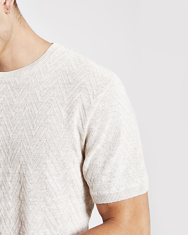 Stone textured fit knitted T-shirt