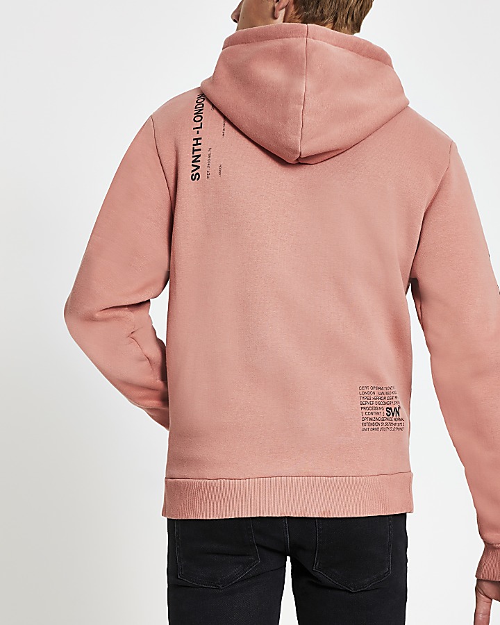 Pink Svnth chest embroidered hoodie