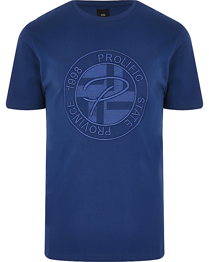 Prolific blue embossed slim fit T-shirt