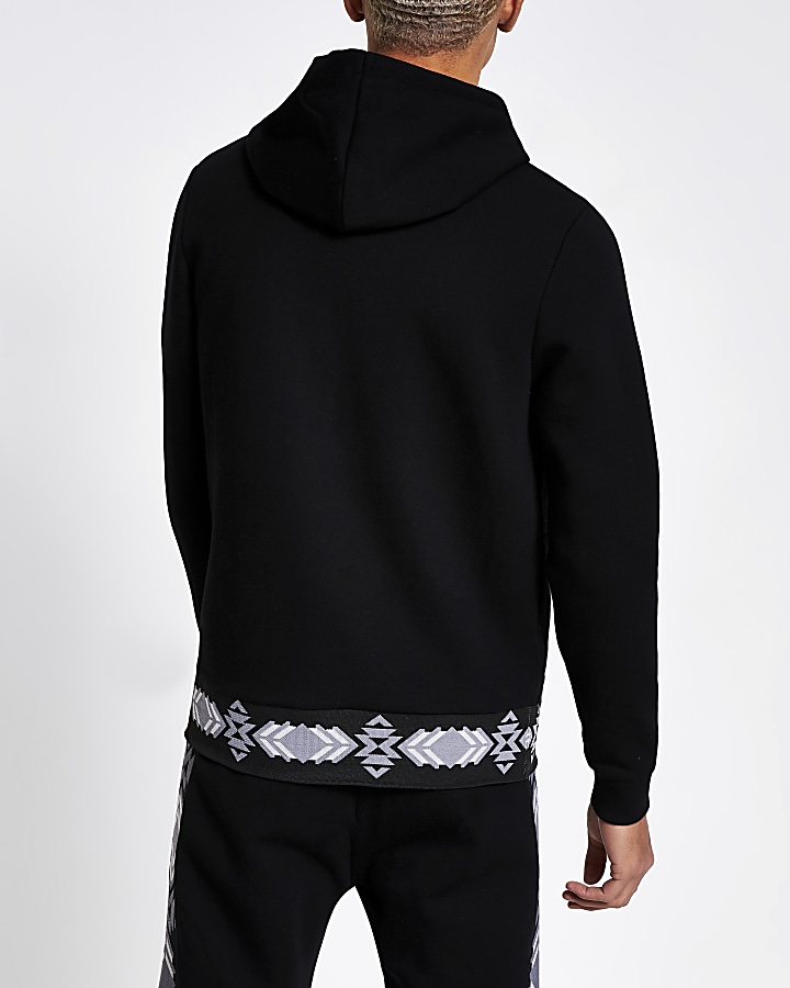 Undefined black aztec printed hoodie