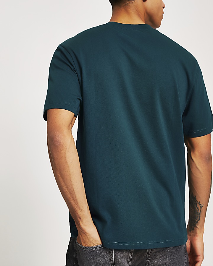 Turquoise chest pocket short sleeve T-shirt