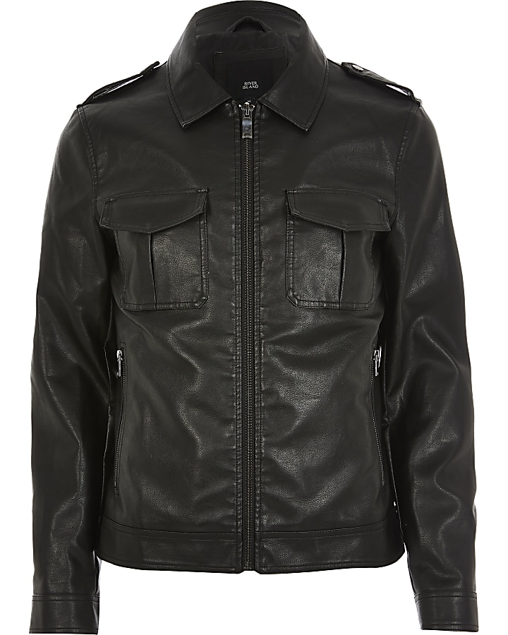 Smart Western black faux leather jacket
