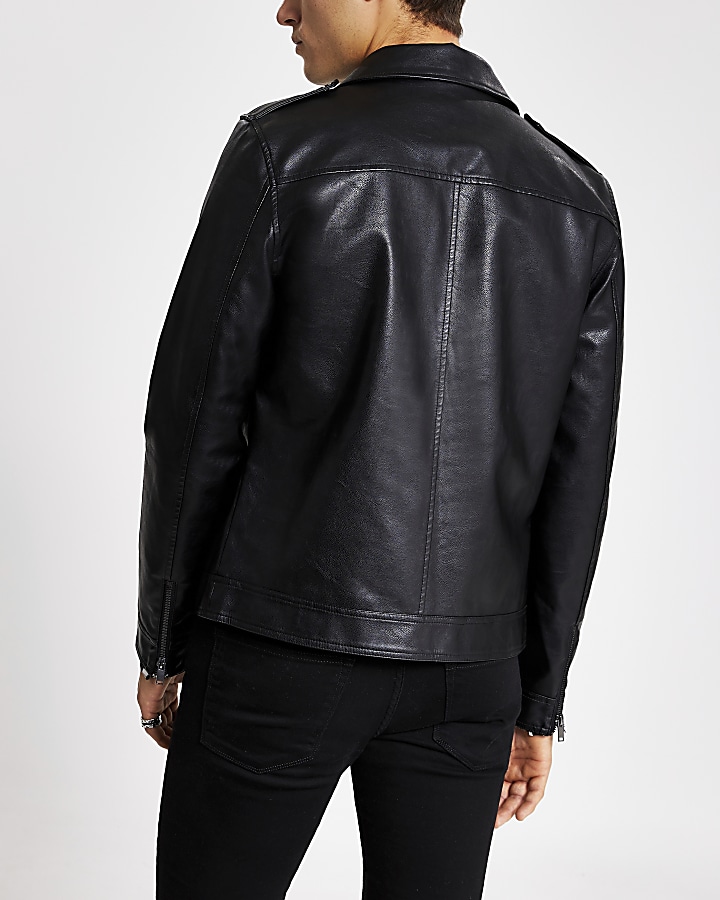 Smart Western black faux leather jacket