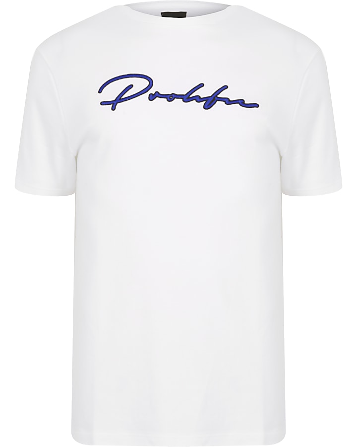 Prolific white embroidered slim fit T-shirt