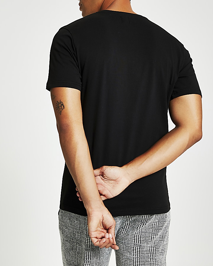 Prolific black embossed slim fit T-shirt