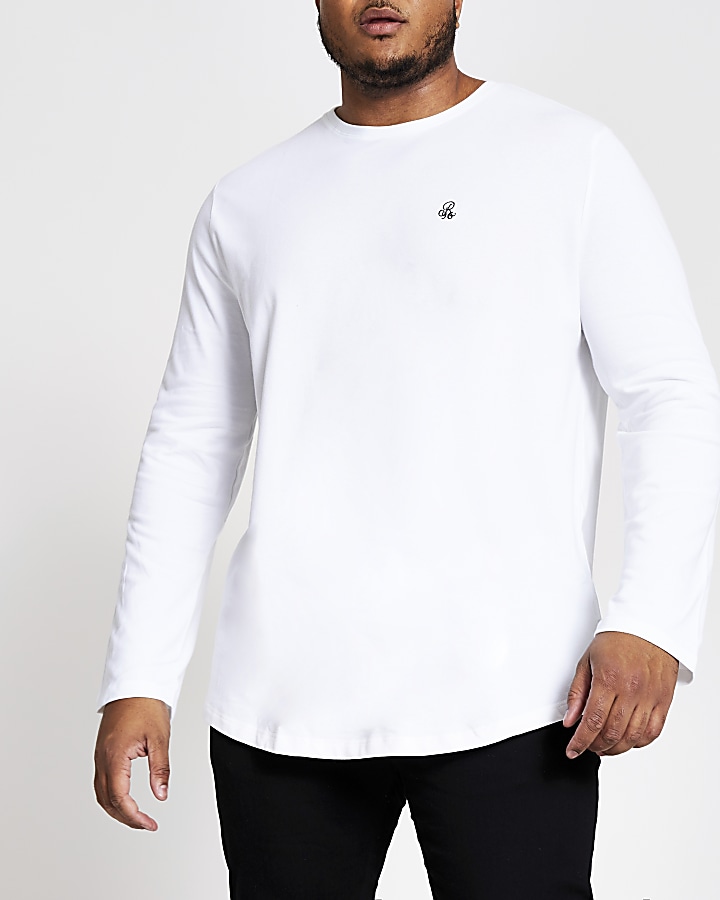 Big and Tall white R96 long sleeve T-shirt