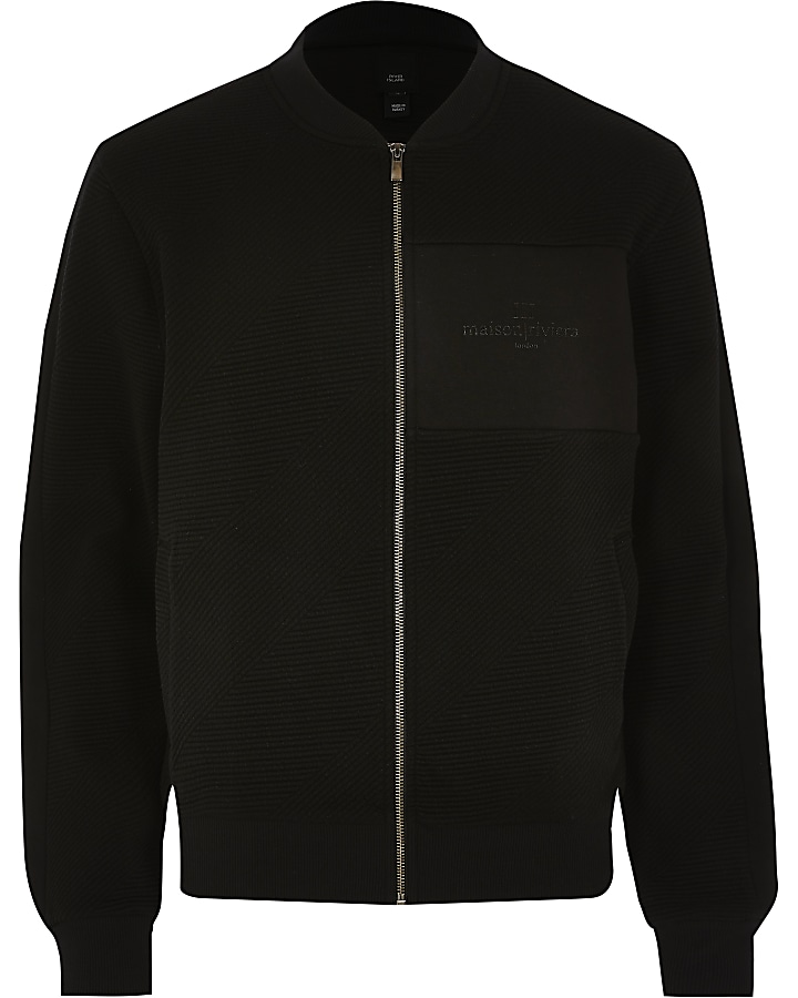 Maison Riviera black textured bomber jacket