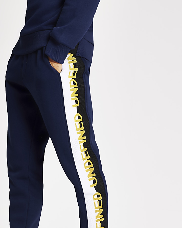 Undefined navy embroidered joggers