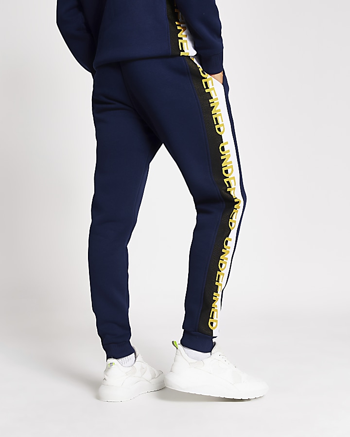 Undefined navy embroidered joggers